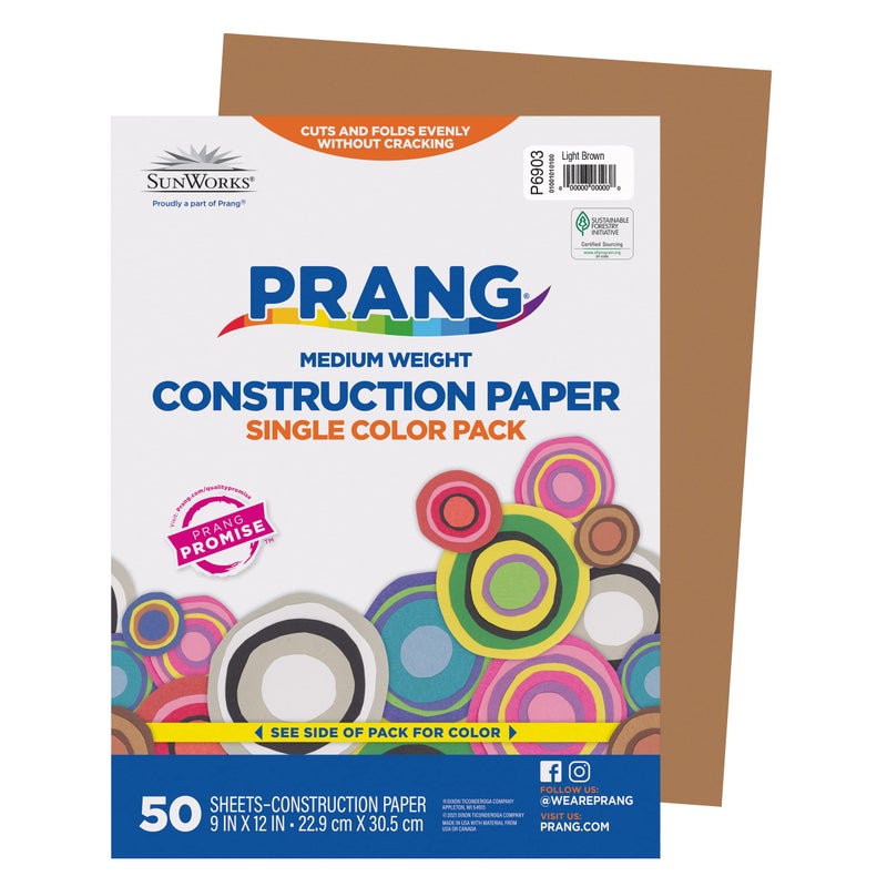 Prang (Formerly SunWorks) Construction Paper, Light Brown, 9" x 12", 50 Sheets - Image 1